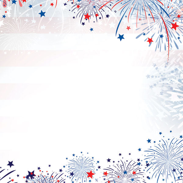 FLAG & FIREWORKS 4th of July 12"X12" Scrapbook Customs Paper Scrapbooksrus