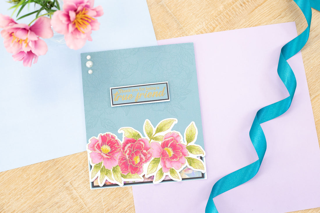 Crafter’s Companion Say it with Flowers PRETTY PEONIES STAMP & DIE SET 6pc