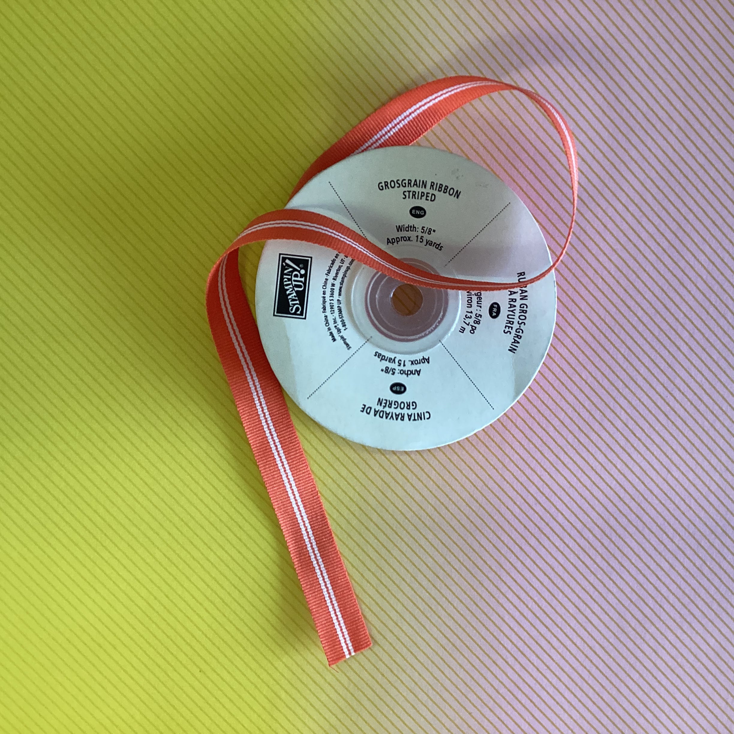 Stampin Up Ribbon 1 yard 5/8" wide GROSGRAIN STRIPED