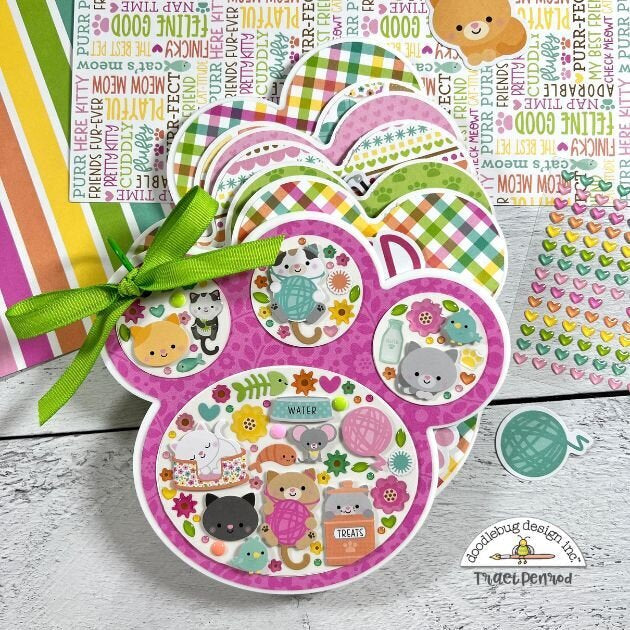 Doodlebug PRETTY KITTY 12"X12" Cat Cardstock Paper