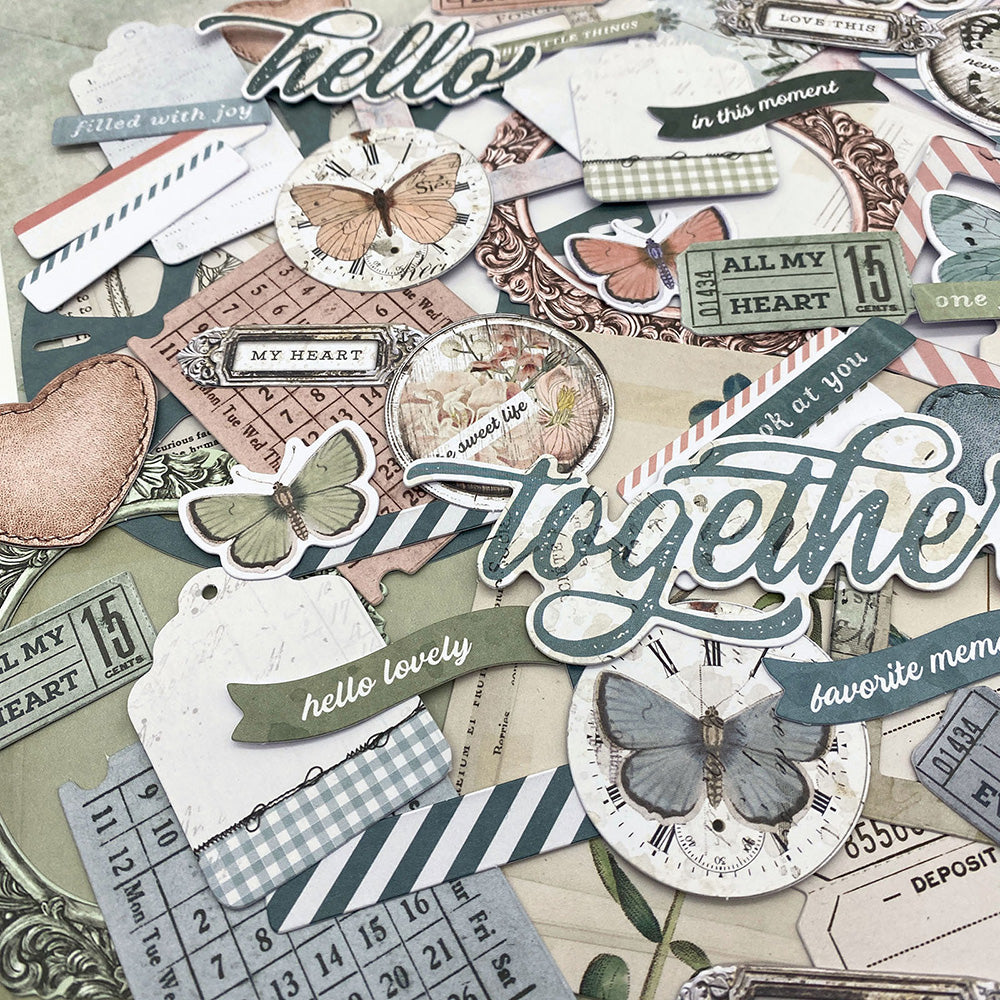 49 and Market Vintage Artistry TRANQUILITY EPHEMERA BITS 87pc