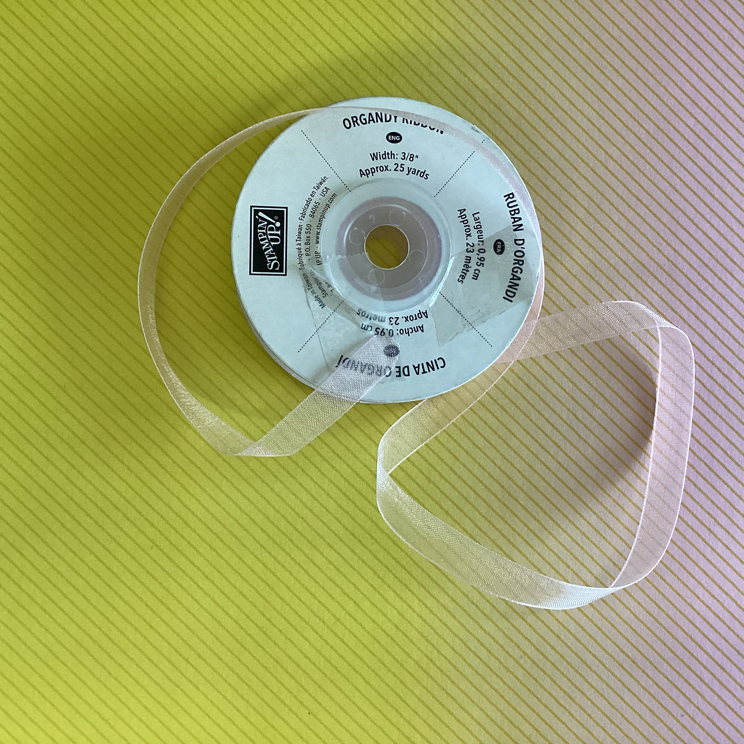 Stampin Up Ribbon 1 yard 3/8" wide ORGANDY