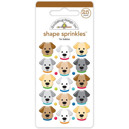Doodlebug Doggone Cute FUR BABIES SHAPE SPRINKLES Stickers 25pc Scrapbooksrus