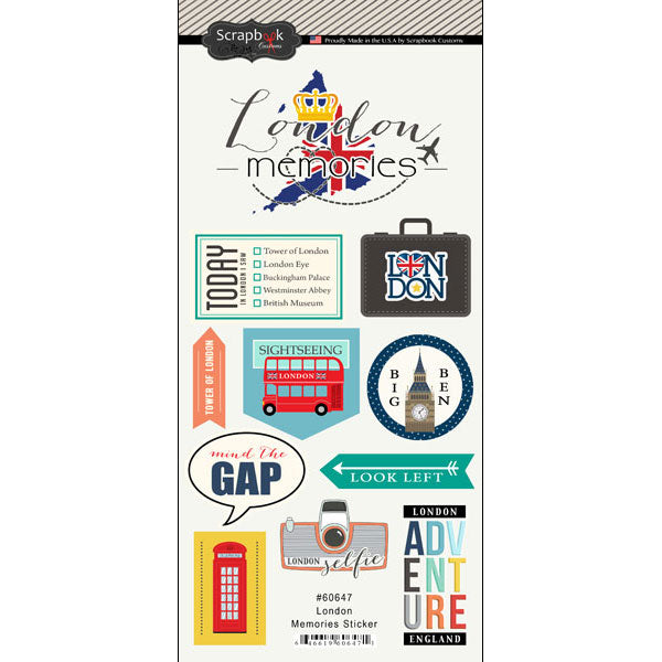 LONDON ENGLAND MEMORIES KIT Papers and Stickers 6pc