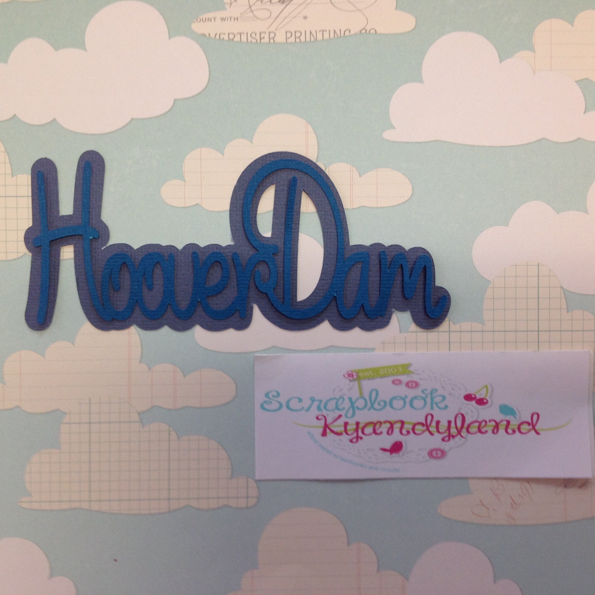 HOOVER DAM Cursive 2 Layer Diecut Title Travel Die Cut LV