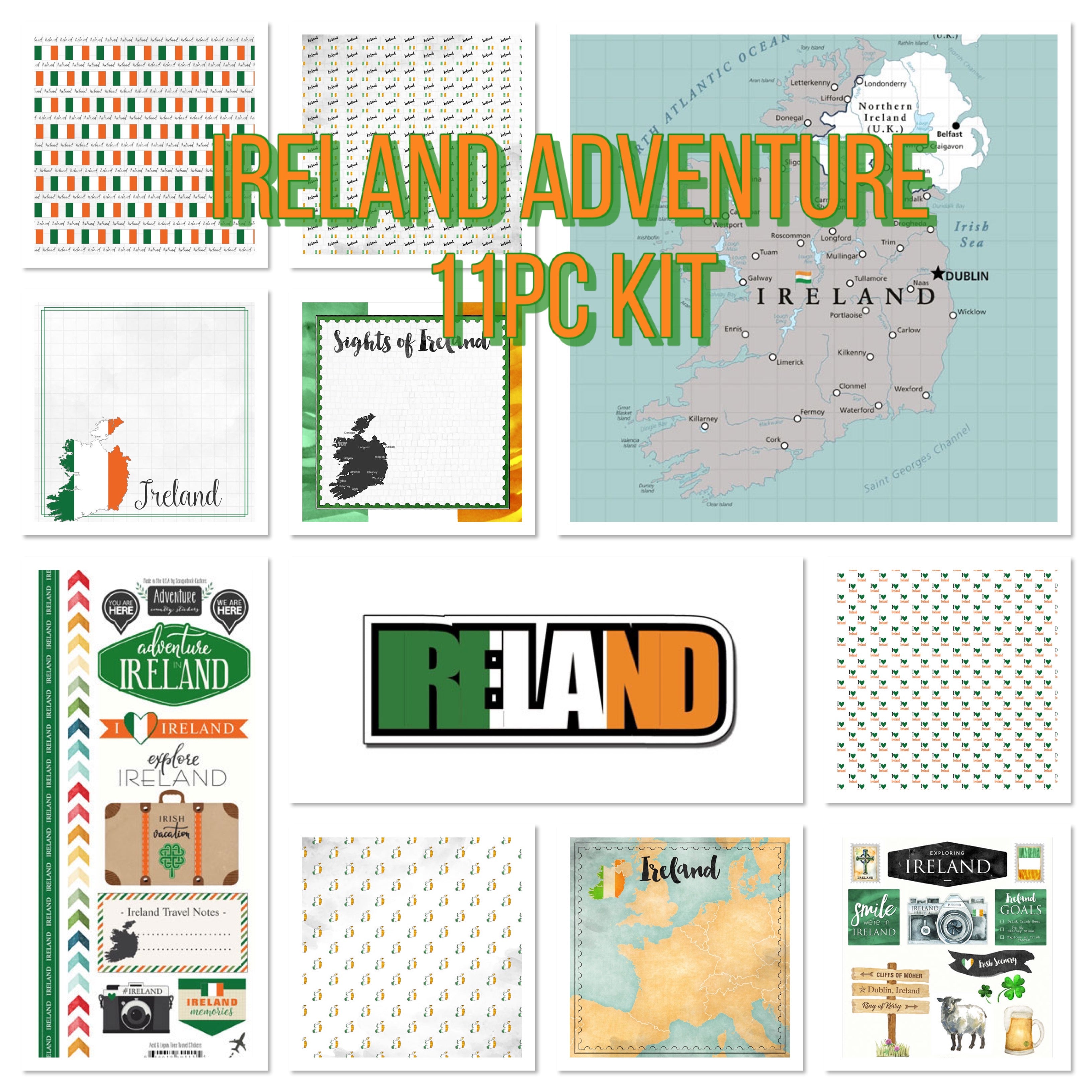 IRELAND ADVENTURE KIT Papers and Stickers 11pc