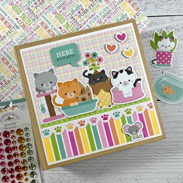 Doodlebug PRETTY KITTY 12"X12" Cat Cardstock Paper