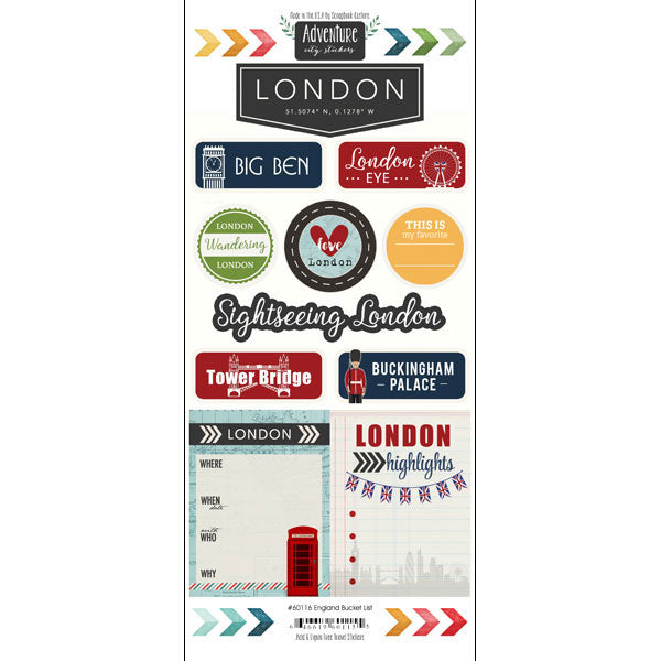 LONDON ENGLAND MEMORIES KIT Papers and Stickers 6pc