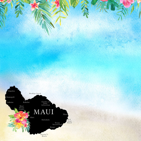 Scrapbook Customs MAUI HAWAII KIT Papers and Stickers 8pc