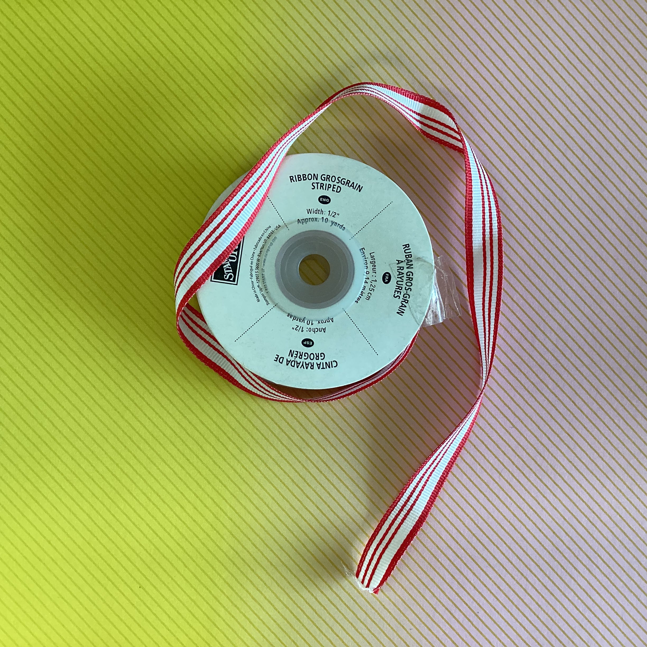Stampin Up Ribbon 1 yard 1/2" wide GROSGRAIN STRIPED