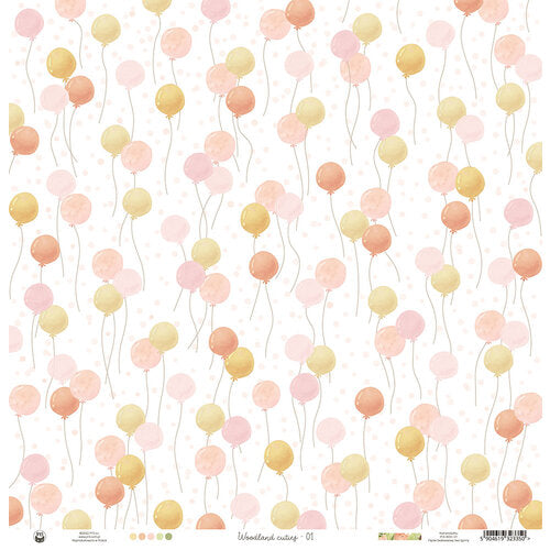 P13 WOODLAND CUTIES 12"X12" Racoon Scrapbook Paper 03
