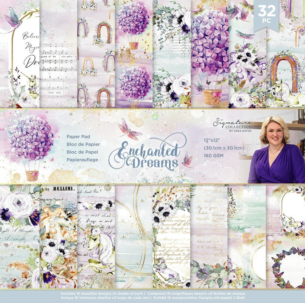 Crafters Companion ENCHANTED DREAMS Signature Collection 12X12" Paper Pad 32 Sheets