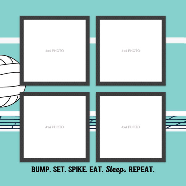 Scrapbook Customs Quick Page VOLLEYBALL RIGHT 12"X12" Scrapbook Paper