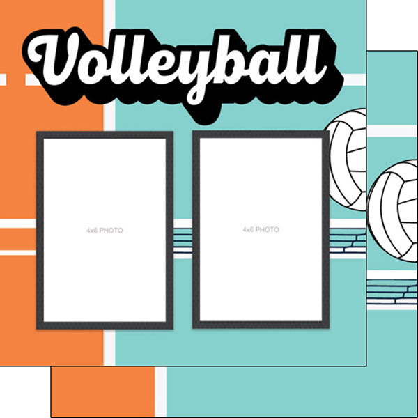 Scrapbook Customs Quick Page VOLLEYBALL LEFT 12"X12" Scrapbook Paper