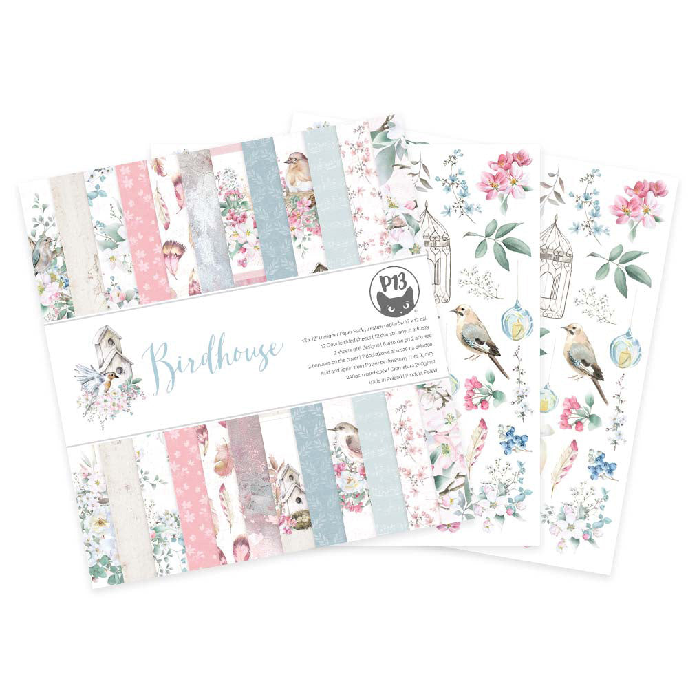 P13 BIRDHOUSE 12"X12" Designer Paper Pack 14pc