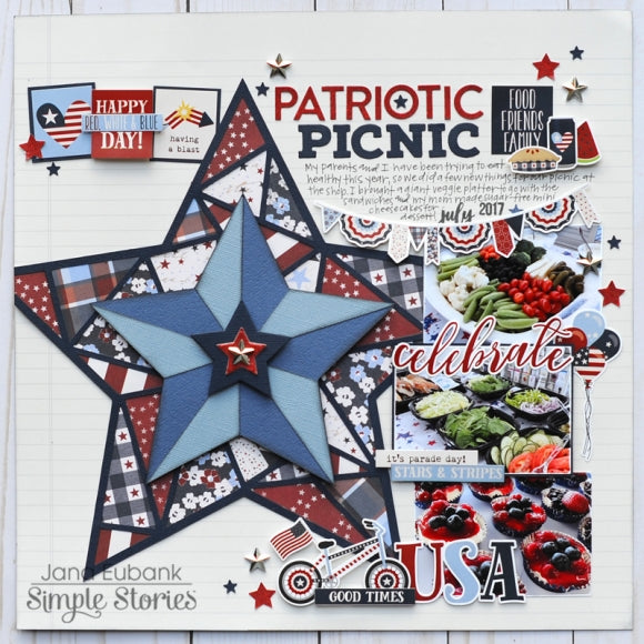 Simple Stories Hometown USA LET FREEDOM RING12x12 Scrapbook Paper Scrapbooksrus