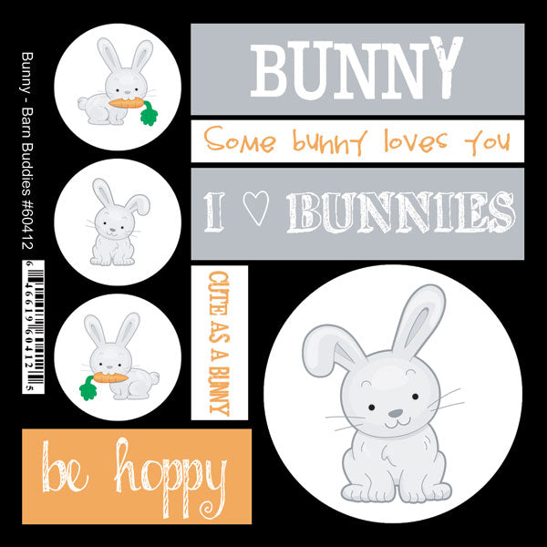 Barn Buddies BUNNY Scrapbook Stickers 9 pc Scrapbooksrus