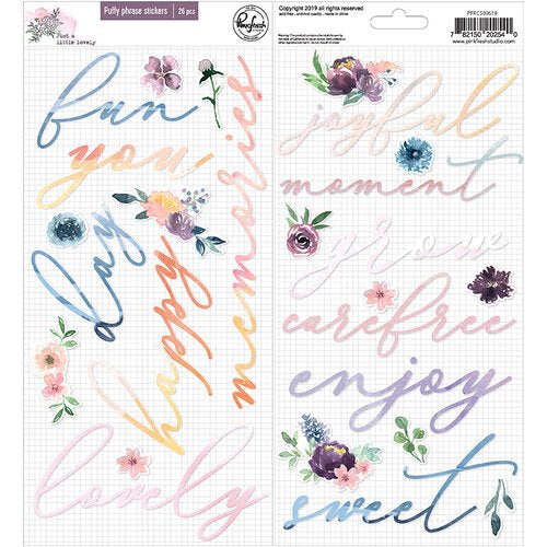 Pinkfresh Studio Just A Little Lovely PUFFY PHRASE STICKERS 26pc. Scrapbooksrus