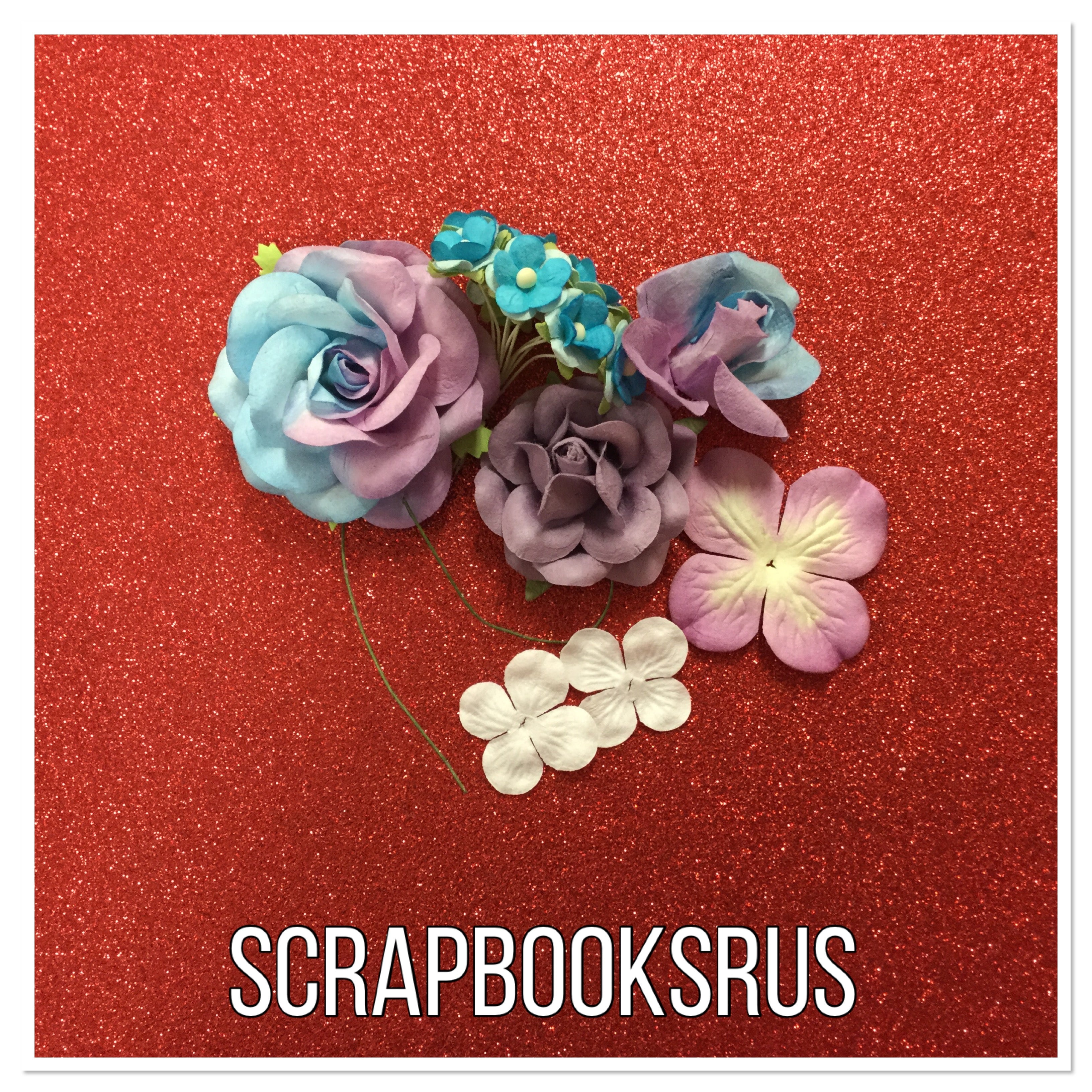 Roses Mini Roses and Hydrangeas 15 pc PURPLE Scrapbooksrus