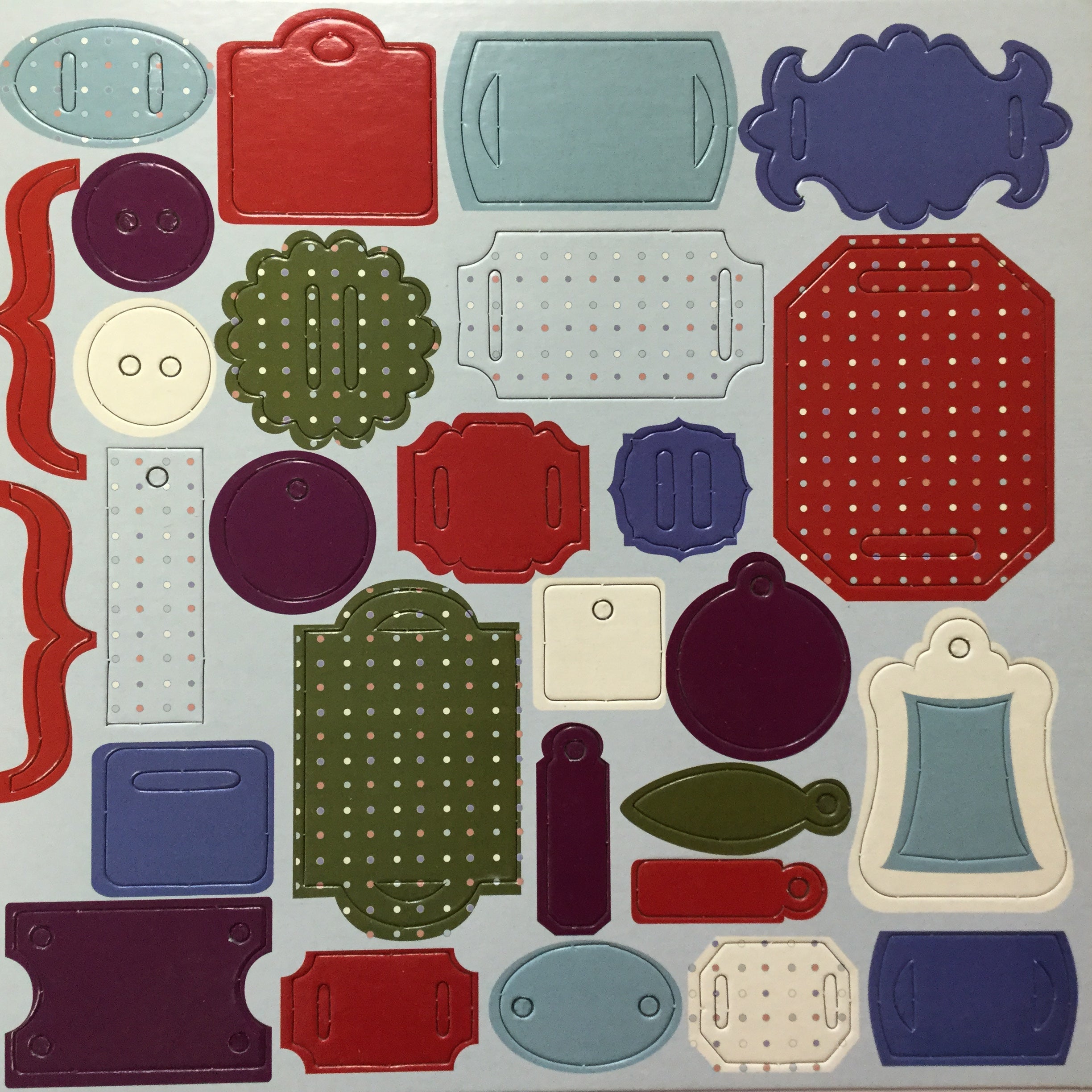 Polka Dot & Solid Chipboard Charm Brackets & Labels 12” x 12” Sheet Scrapbooksrus