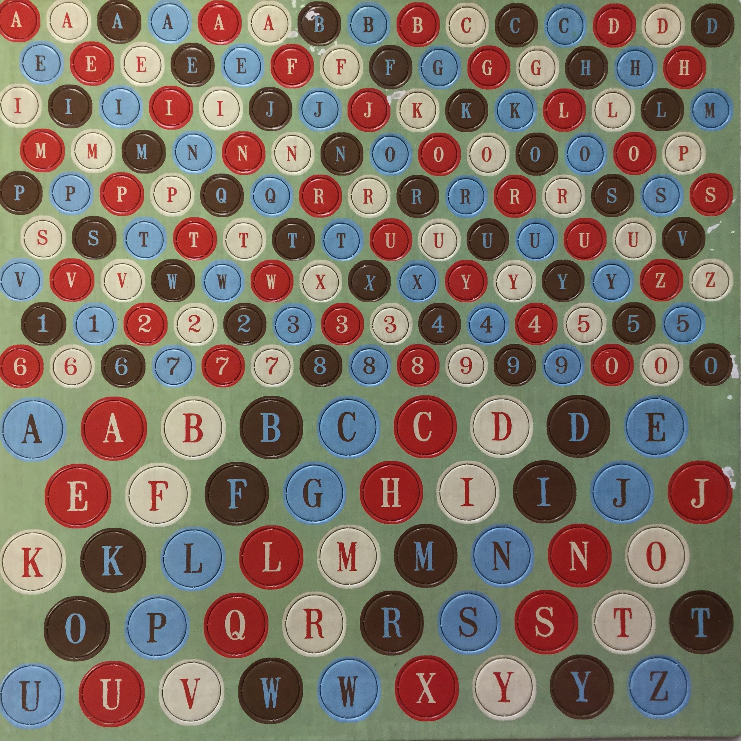 Red & Brown Round Chipboard Upper & Lowercase Alphabets 12” x 12” Sheet Scrapbooksrus