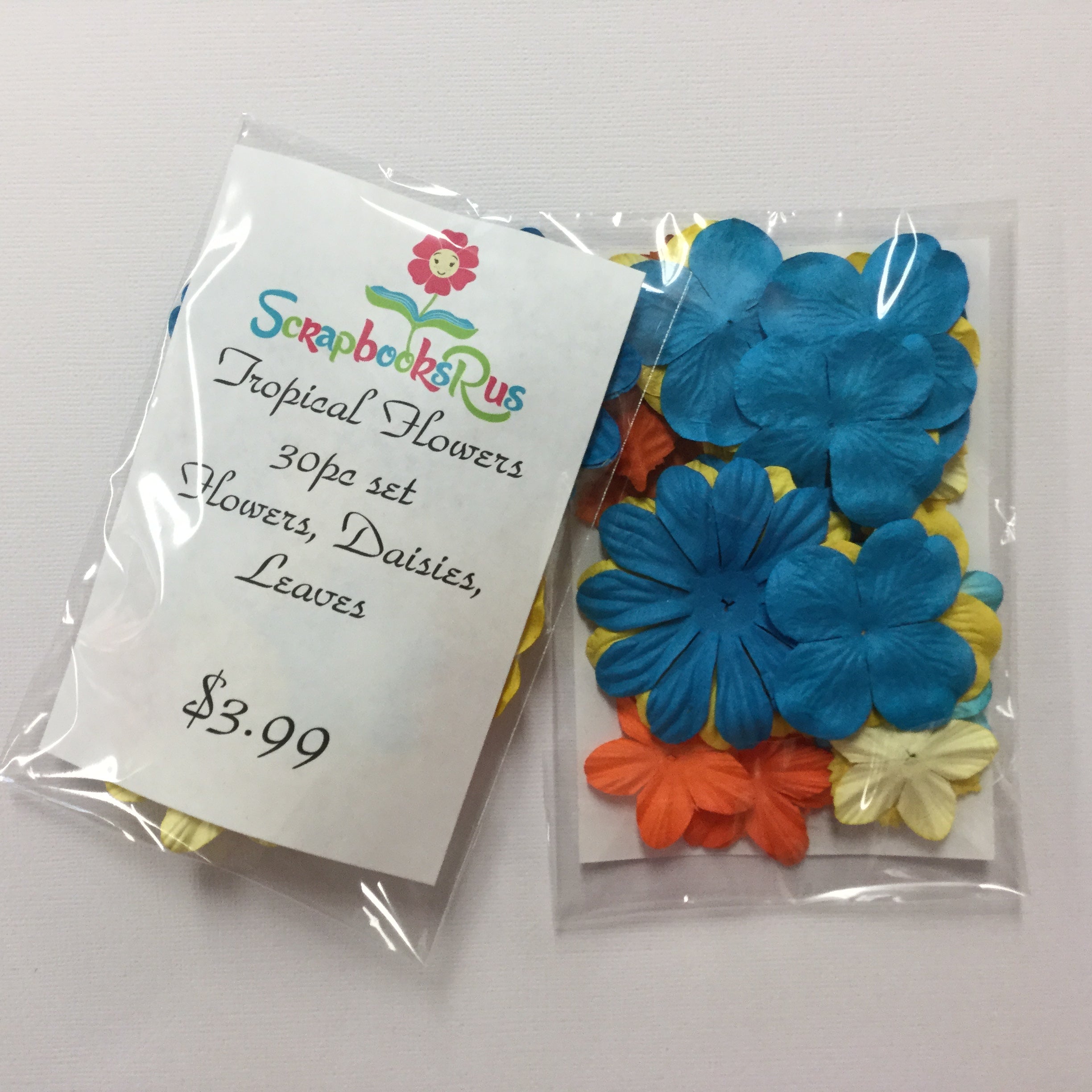 Tropical Flowers 30pc Set Flowers Daisies Leaves Scrapbooksrus