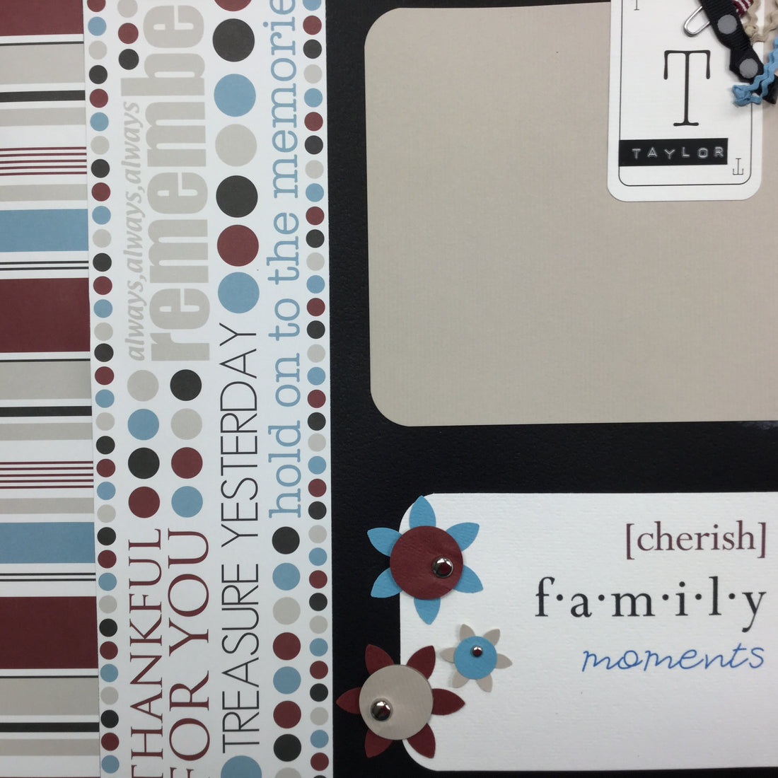 Premade Page CHERISH FAMILY MOMENTS 12"x12" Scrapbook Scrapbooksrus