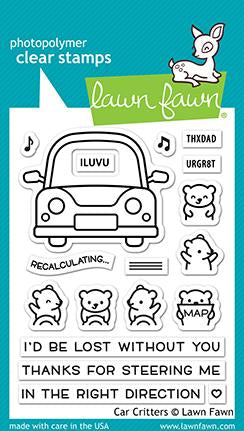 Lawn Fawn CAR CRITTERS Clear Stamps 4"X3" Scrapbooksrus