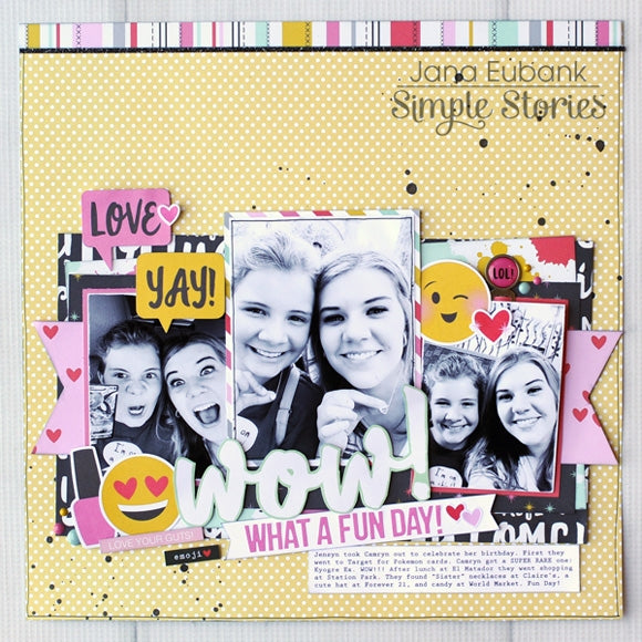 Simple Stories Emoji Love 4x4 ELEMENTS 12x12” Scrapbook Paper Scrapbooksrus