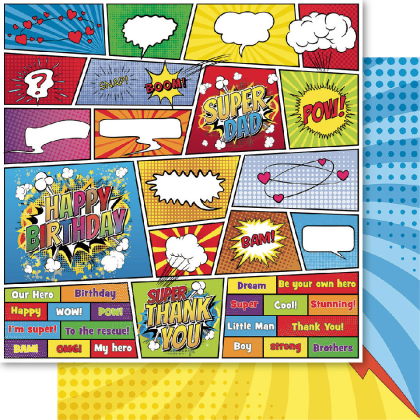 Bella Superhero Paperz JIGSAW 12"X12" Scrapbook Paper Scrapbooksrus