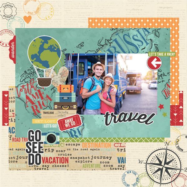 Simple Stories TRAVEL NOTES 12"X12" Cardstock Sticker Sheet Scrapbooksrus