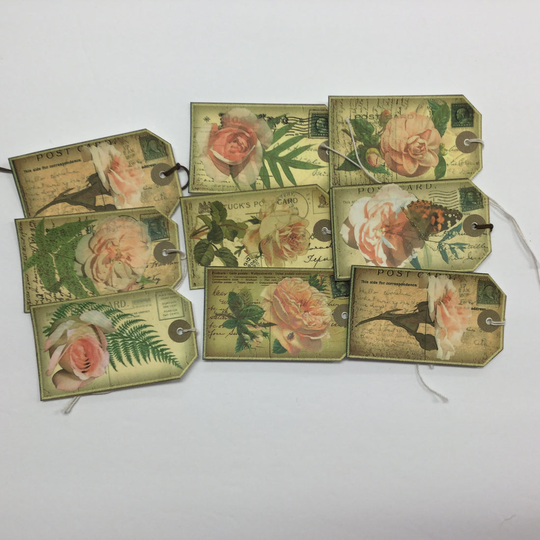 Tags & Ephemera 10pc VINTAGE POSTCARD ROSES Scrapbooksrus