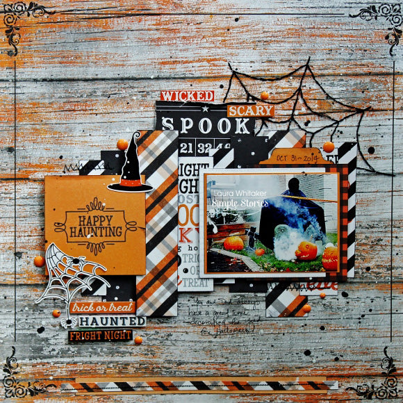 Simple Stories HAPPY HALLOWEEN 3x4& 4x6 ELEMENTS 12x12 Scrapbook Paper Scrapbooksrus