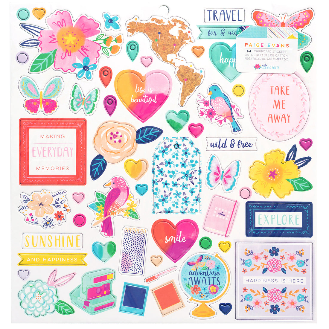 American Crafts GO THE SCENIC ROUTE Chipboard Stickers 64pc. Scrapbooksrus