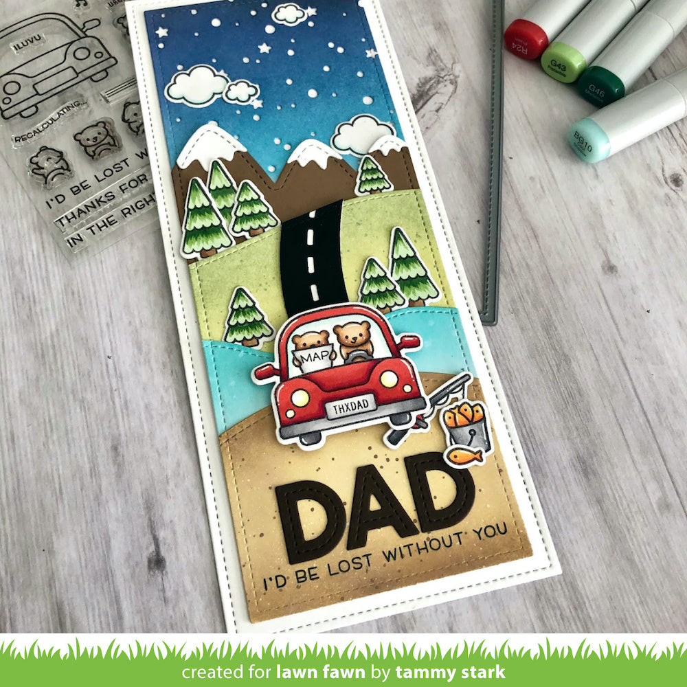 Lawn Fawn CAR CRITTERS Clear Stamps 4"X3"