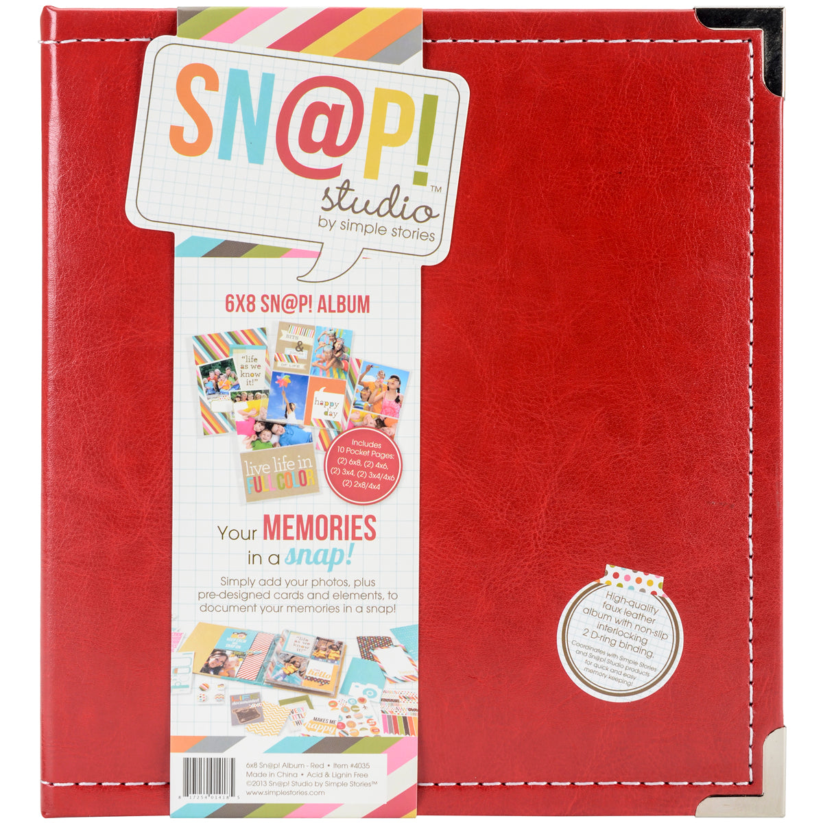 Sn@p Studios by Simple Stories 6”X8” Sn@p Album RED Scrapbooksrus