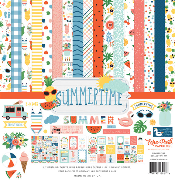 Echo Park 12"x12" SUMMERTIME 13pc COLLECTION KIT Scrapbooksrus