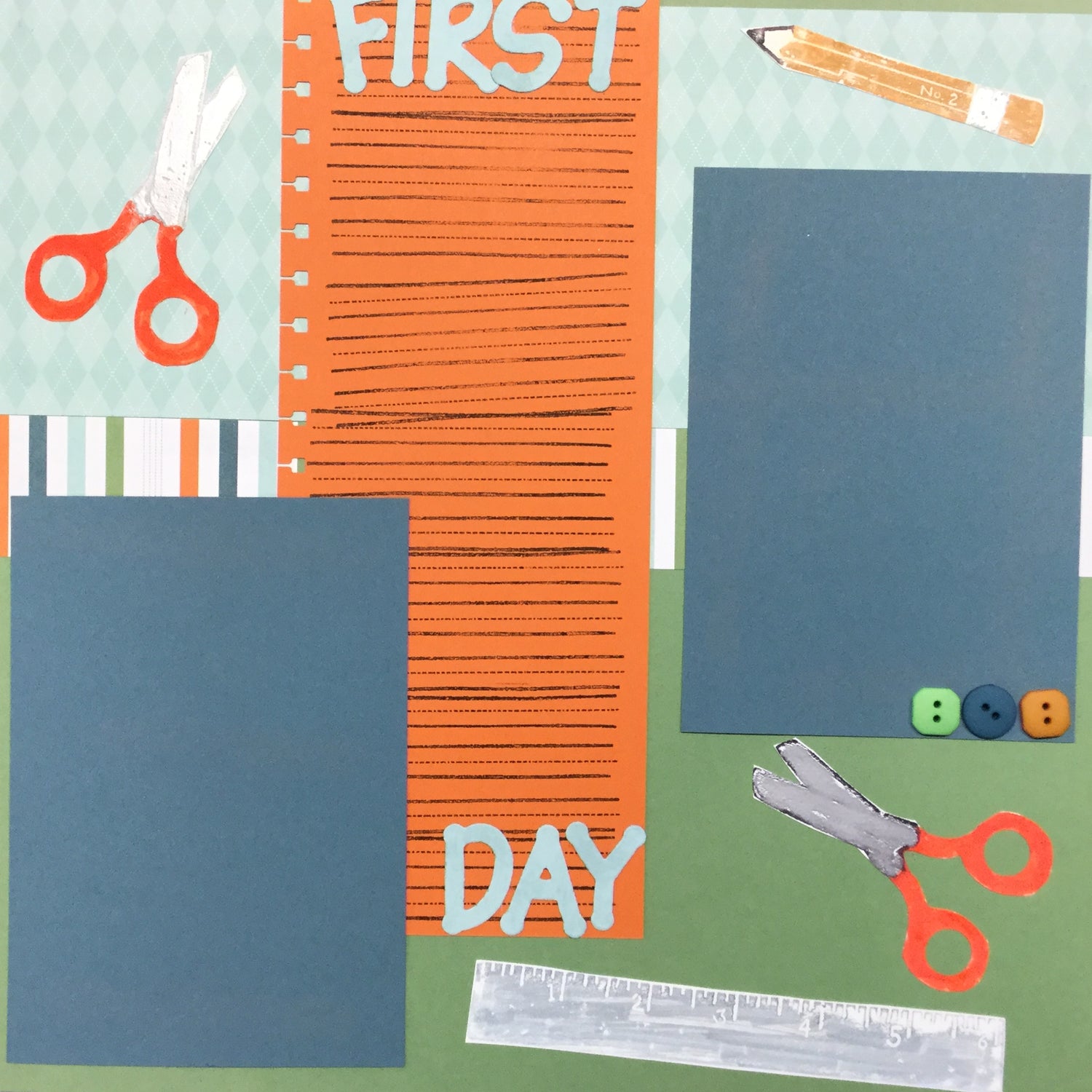 $5.00 Premade Pages FIRST DAY OF SCHOOL (2) 12"X12" Scrapbook Pages Scrapbooksrus