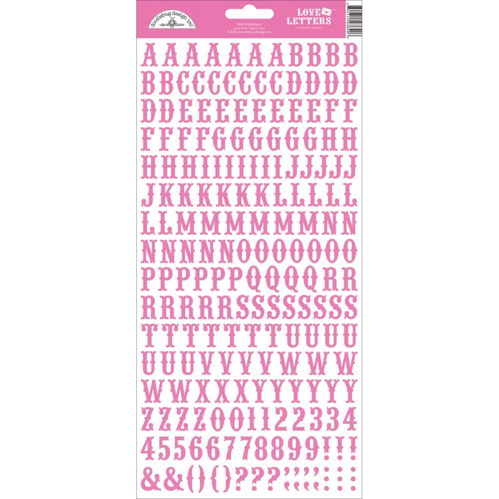 Doodlebug Love Letters BUBBLEGUM Alphabet Stickers Scrapbooksrus