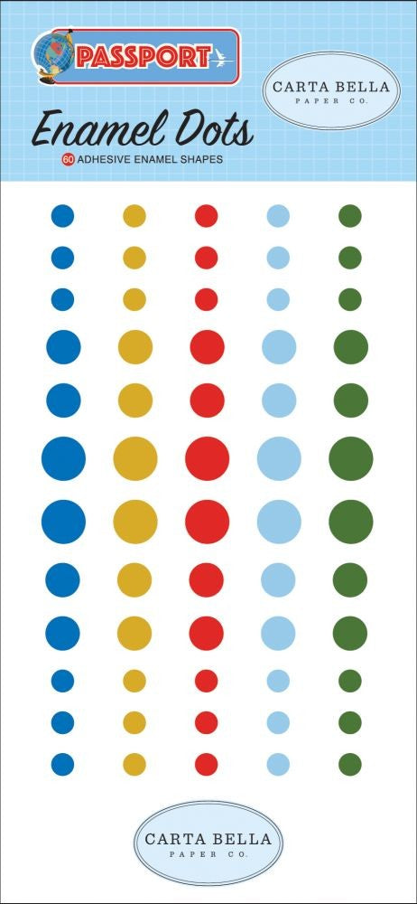 Carta Bella PASSPORT Enamel Dots 60pc Scrapbooksrus