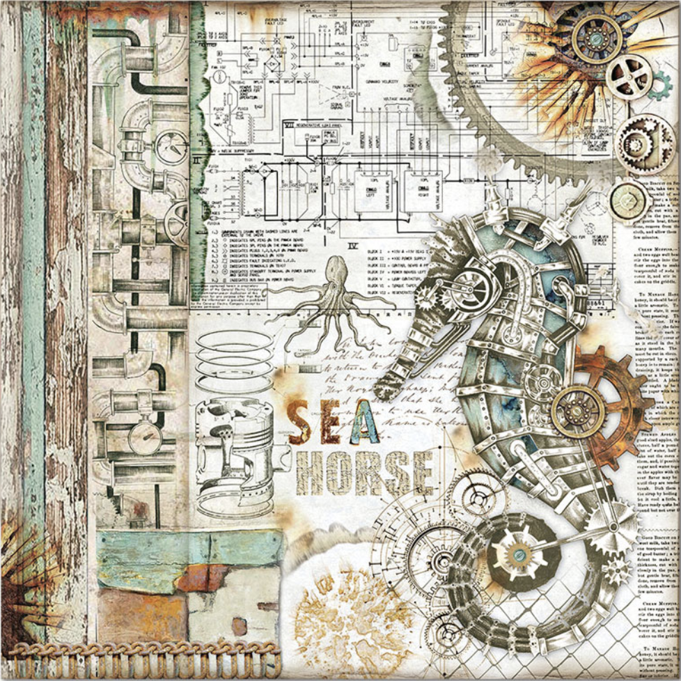 Stamperia MECHANICAL SEA WORLD 12"X12" Paper Pad Scrapbooksrus