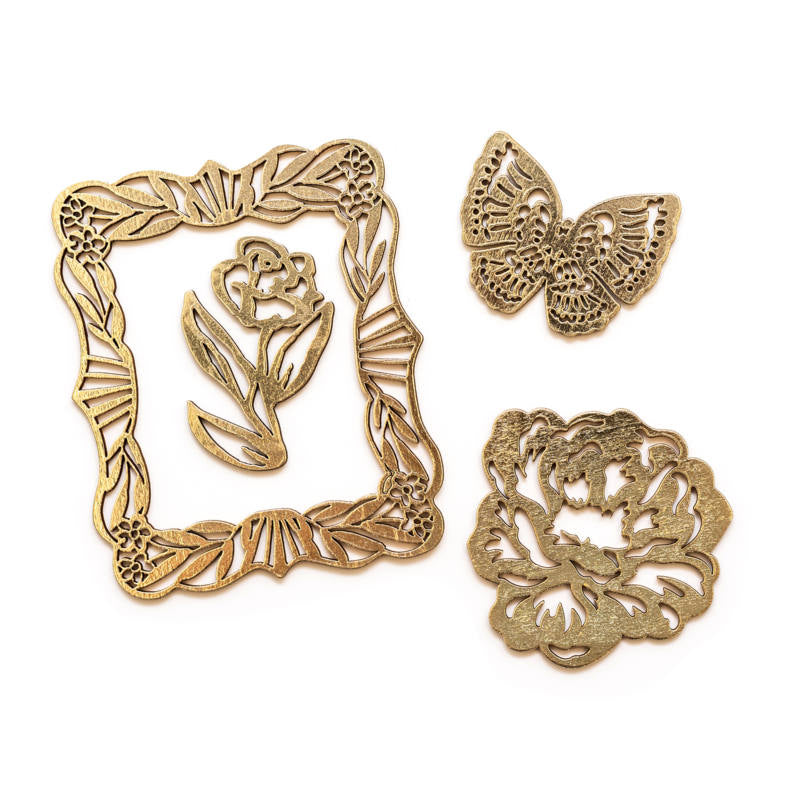 Crate Paper FRESH BOUQUET Wood Veneers 6pc Scrapbooksrus