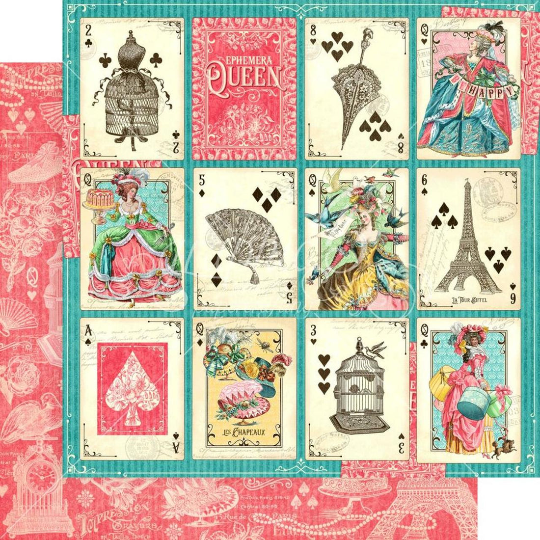Graphic 45 EPHEMERA QUEEN A Winning Hand 12X12 Paper Scrapbooksrus