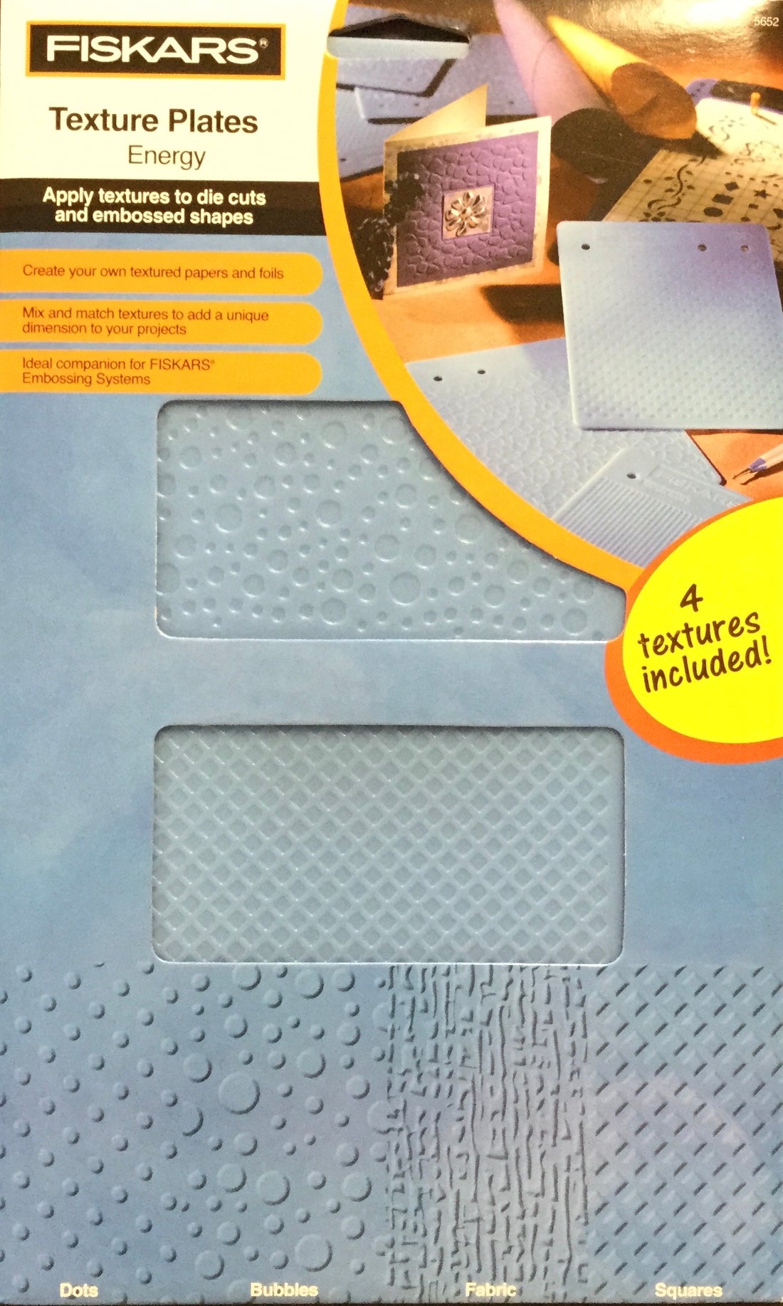 Fiskars ENERGY Texture Plates 4pc Scrapbooksrus