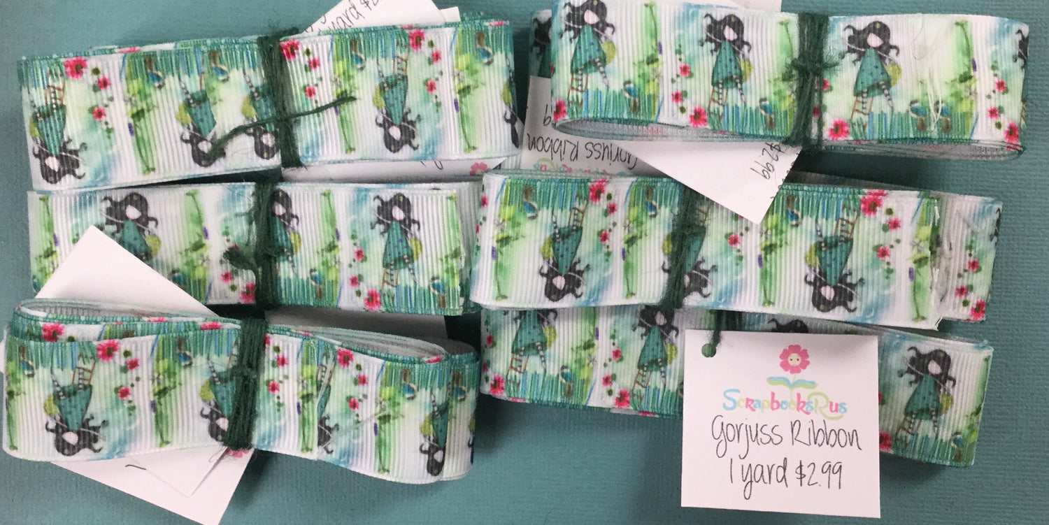 Santoro London Gorjuss Girls Green Ribbon 1 yard Scrapbooksrus
