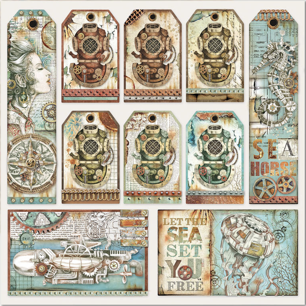 Stamperia MECHANICAL SEA WORLD 12"X12" Paper Pad Scrapbooksrus