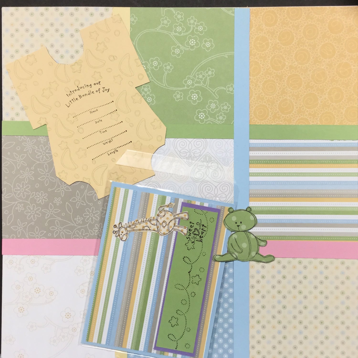 $5.00 Premade Pages BUNDLE OF JOY (2) 12"X12" Scrapbook Pages Scrapbooksrus