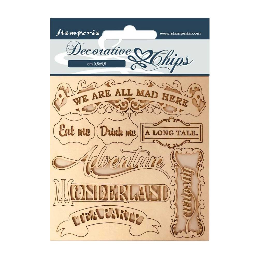 Stamperia Alice In Wonderland ALICE FRAMES Decorative Chips 8pc Scrapbooksrus