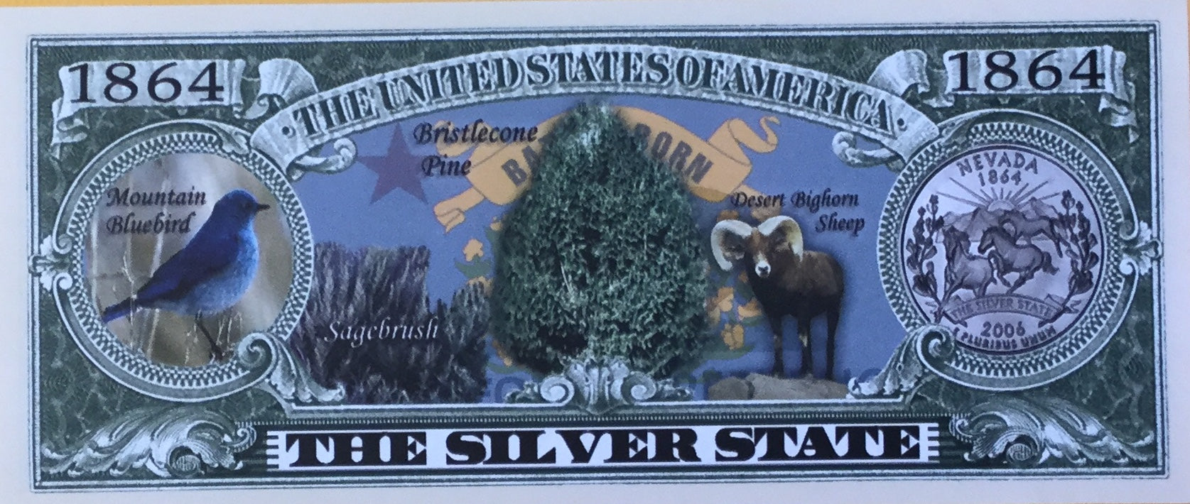 Paper Money 1864 STATE OF NEVADA Scrapbooksrus