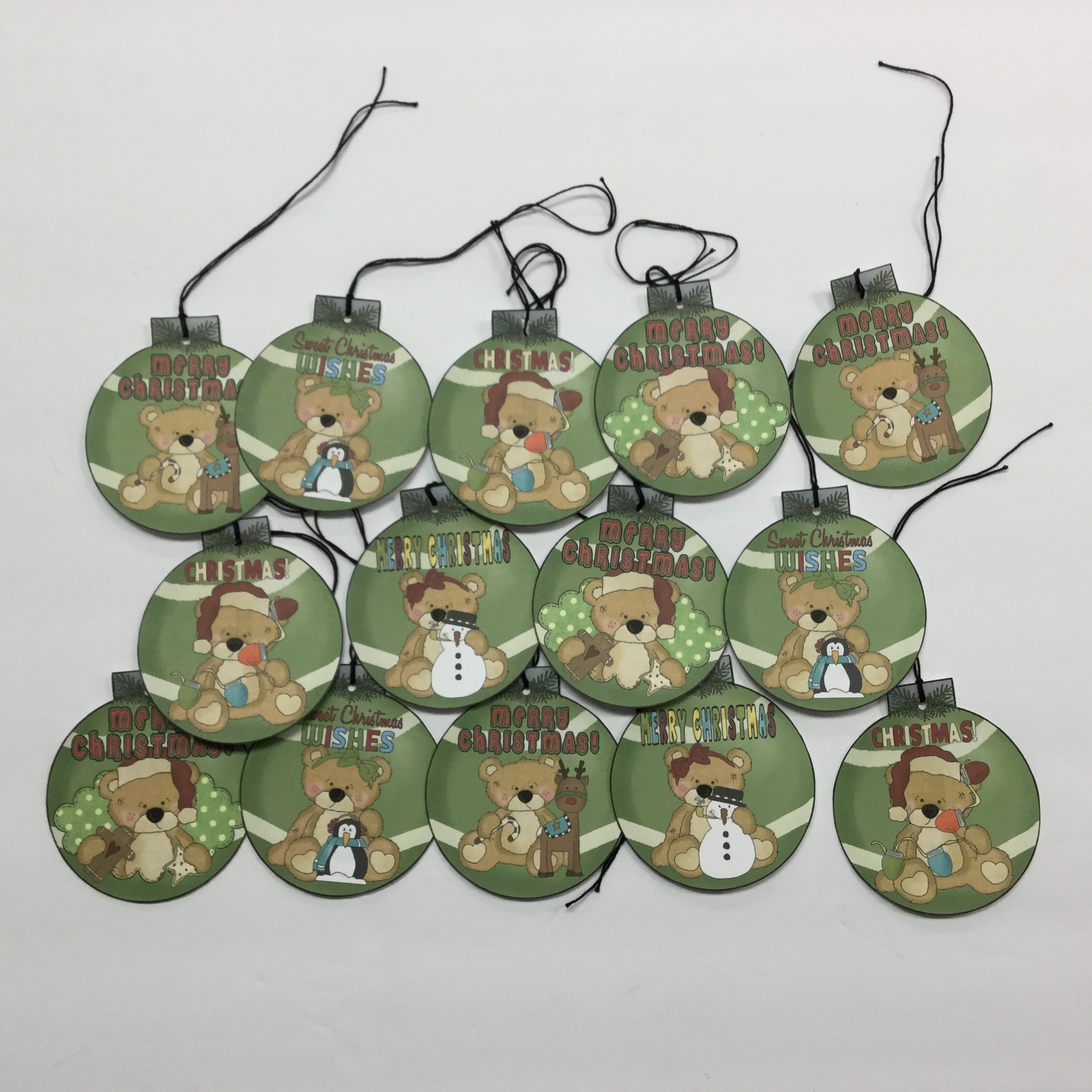 Tags & Ephemera 14pc CHRISTMAS TEDDY BEAR ORNAMENT TAGS Scrapbooksrus